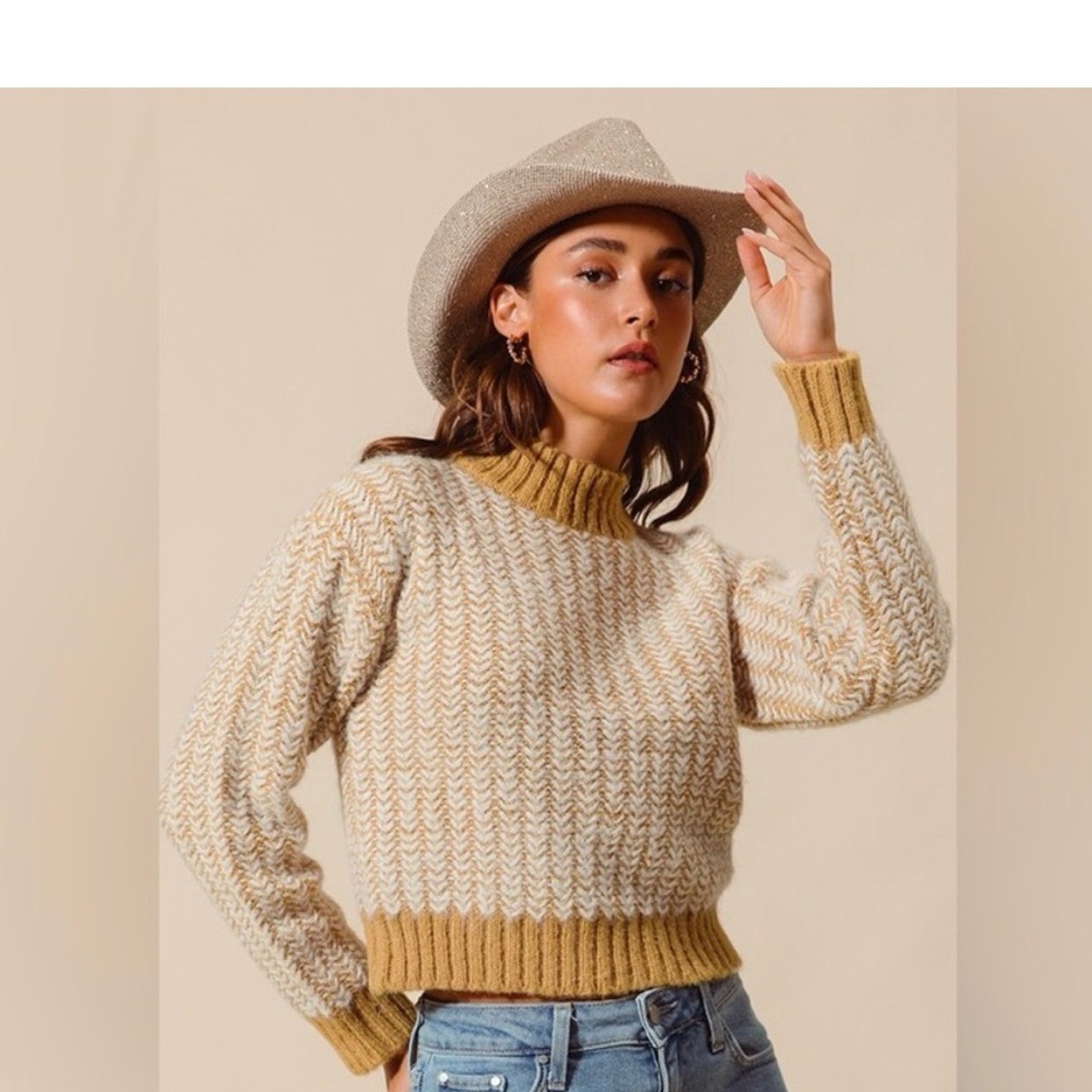 Mustard Chevron Knit Sweater